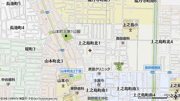 〒581-0845 大阪府八尾市上之島町北の地図
