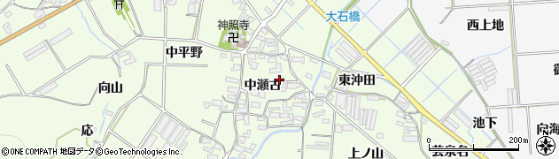愛知県田原市石神町中瀬古周辺の地図