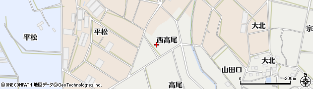 愛知県田原市南神戸町西高尾周辺の地図