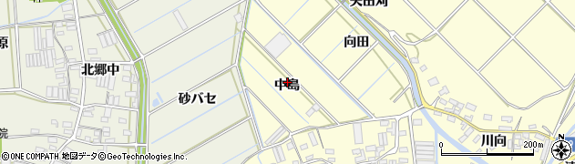 愛知県田原市八王子町中島周辺の地図