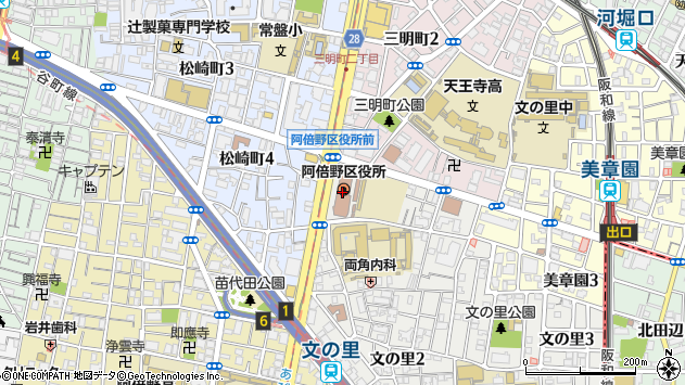 〒545-0000 大阪府大阪市阿倍野区（以下に掲載がない場合）の地図