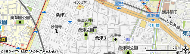 大阪府大阪市東住吉区桑津周辺の地図
