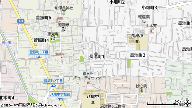 〒581-0836 大阪府八尾市長池町の地図