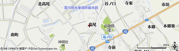 愛知県田原市南神戸町高尾周辺の地図