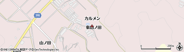 愛知県田原市野田町東山ノ田周辺の地図