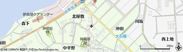 愛知県田原市石神町（西沖田）周辺の地図