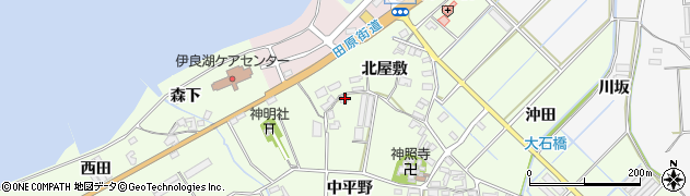 愛知県田原市石神町中平野周辺の地図