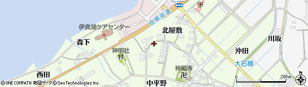 愛知県田原市石神町（中平野）周辺の地図