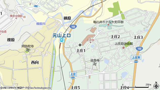 〒636-0905 奈良県生駒郡平群町上庄の地図