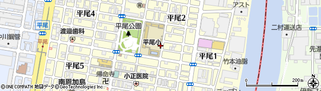 大阪府大阪市大正区平尾周辺の地図