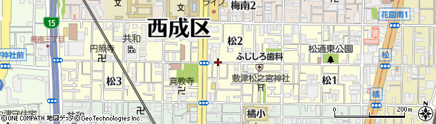 大阪府大阪市西成区松周辺の地図