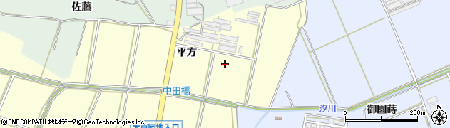 愛知県田原市高松町平方周辺の地図