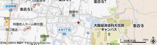 大阪府八尾市楽音寺6丁目82周辺の地図