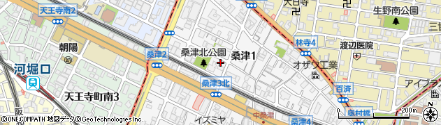 大阪府大阪市東住吉区桑津1丁目周辺の地図