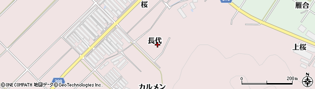 愛知県田原市野田町長代周辺の地図