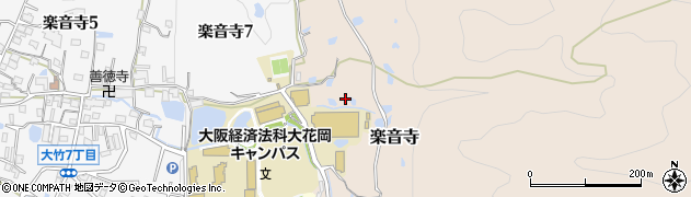 大阪府八尾市楽音寺周辺の地図