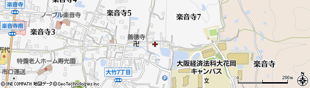 大阪府八尾市楽音寺6丁目33周辺の地図