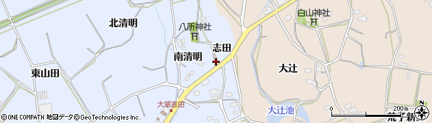 愛知県田原市大草町（志田）周辺の地図