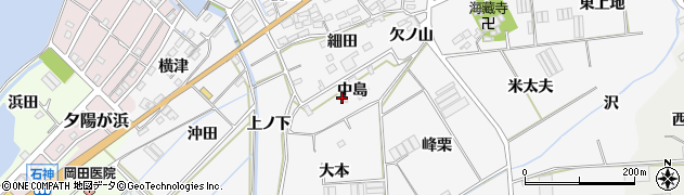 愛知県田原市伊川津町（中島）周辺の地図