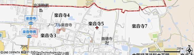 大阪府八尾市楽音寺5丁目周辺の地図