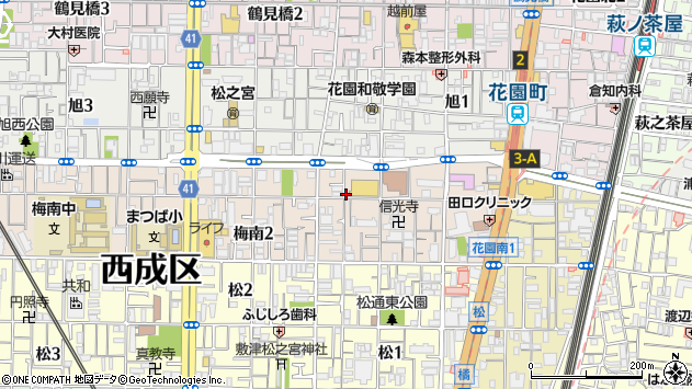 〒557-0033 大阪府大阪市西成区梅南の地図