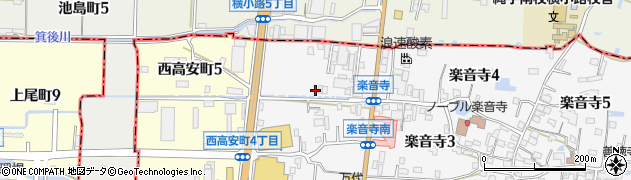 大阪府八尾市楽音寺1丁目周辺の地図