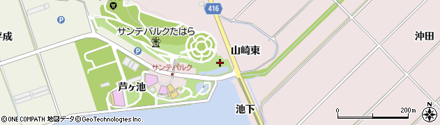 愛知県田原市野田町（山崎東）周辺の地図