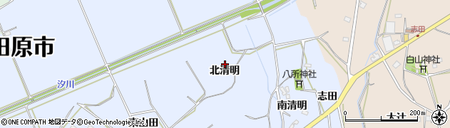 愛知県田原市大草町北清明周辺の地図