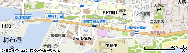 明石市民会館前周辺の地図