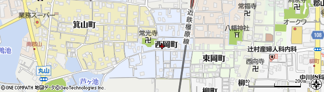 奈良県大和郡山市西岡町周辺の地図