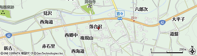 愛知県田原市六連町（落合沢）周辺の地図