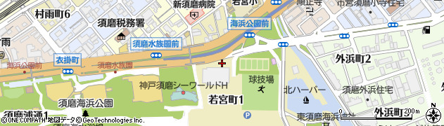 兵庫県神戸市須磨区若宮町周辺の地図