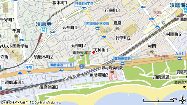〒654-0053 兵庫県神戸市須磨区天神町の地図