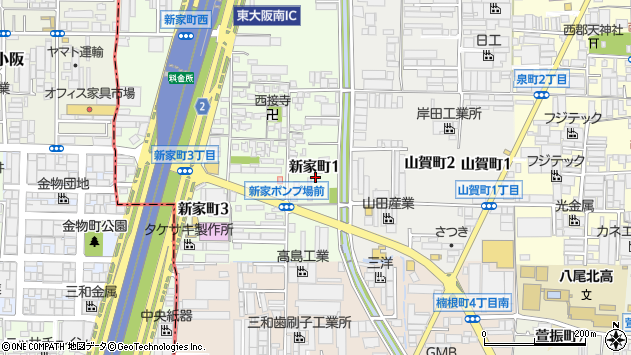 〒581-0811 大阪府八尾市新家町の地図