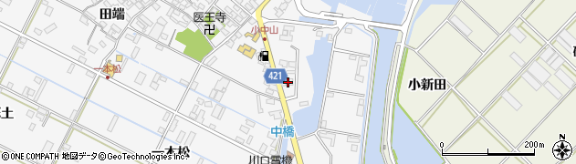 愛知県田原市小中山町（新田一本松下）周辺の地図