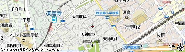 兵庫県神戸市須磨区天神町周辺の地図