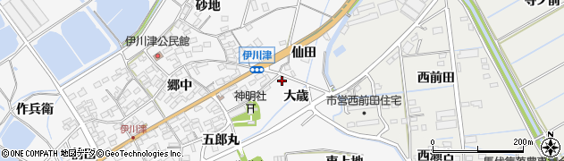 愛知県田原市伊川津町大歳21周辺の地図