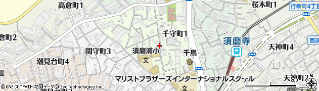 兵庫県神戸市須磨区千守町周辺の地図