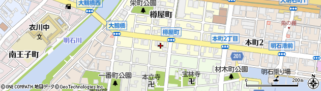 兵庫県明石市樽屋町13周辺の地図