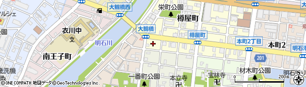 兵庫県明石市樽屋町15周辺の地図