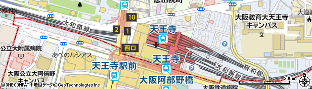 瓦 ダイニング kawara CAFE&DINING 天王寺ミオ店周辺の地図