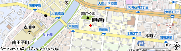 兵庫県明石市樽屋町周辺の地図