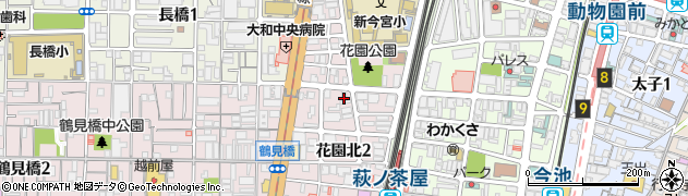 大阪府大阪市西成区花園北周辺の地図