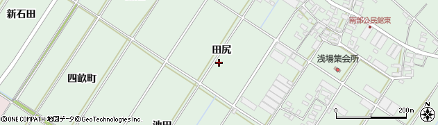 愛知県田原市大久保町田尻周辺の地図