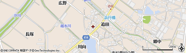 愛知県田原市西神戸町追田36周辺の地図