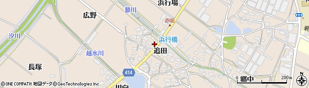 愛知県田原市西神戸町追田周辺の地図