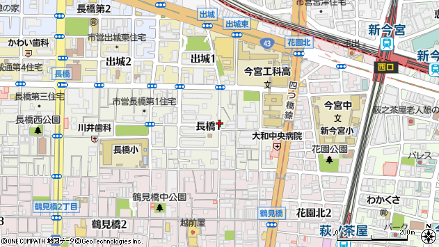 〒557-0025 大阪府大阪市西成区長橋の地図