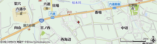 愛知県田原市六連町貝場75周辺の地図