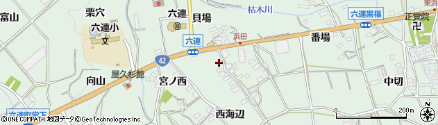 愛知県田原市六連町貝場周辺の地図