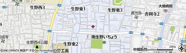 大阪府大阪市生野区生野東周辺の地図